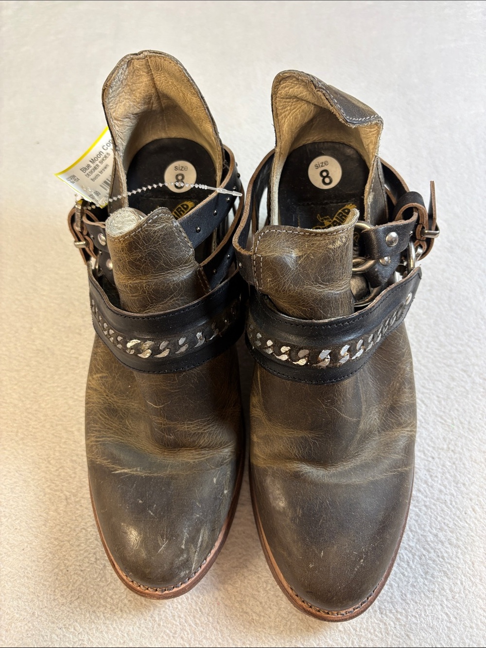 Freebird by Steven Brown Leather Ankle Booties with Studded Strap